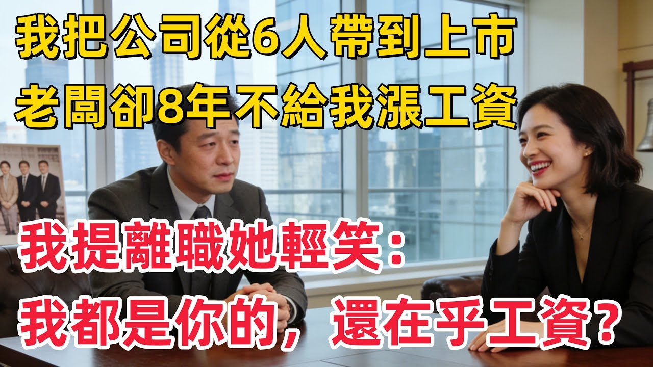 我幫女老闆把公司從6人帶到上市，她卻8年不給我漲工資，我提離職，她輕笑：我和公司都是你的，你還在乎那點工資？！！！「情感故事」