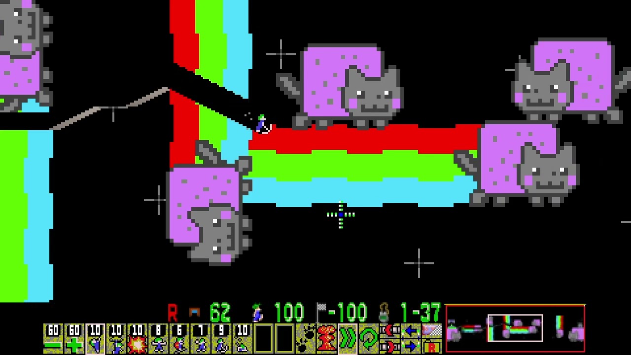 Lemmings Plus III (Rough 11): The Nyancat Level