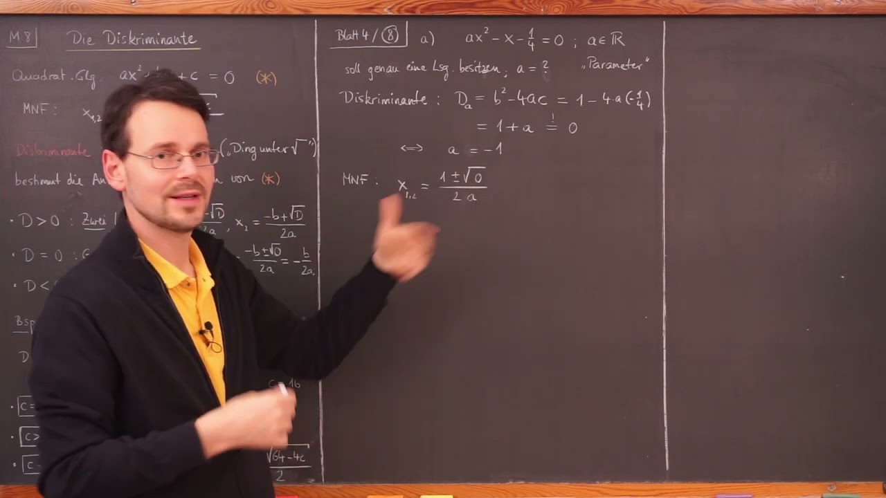 M8 / Quadratische Gleichungen: Parameteraufgabe (1)