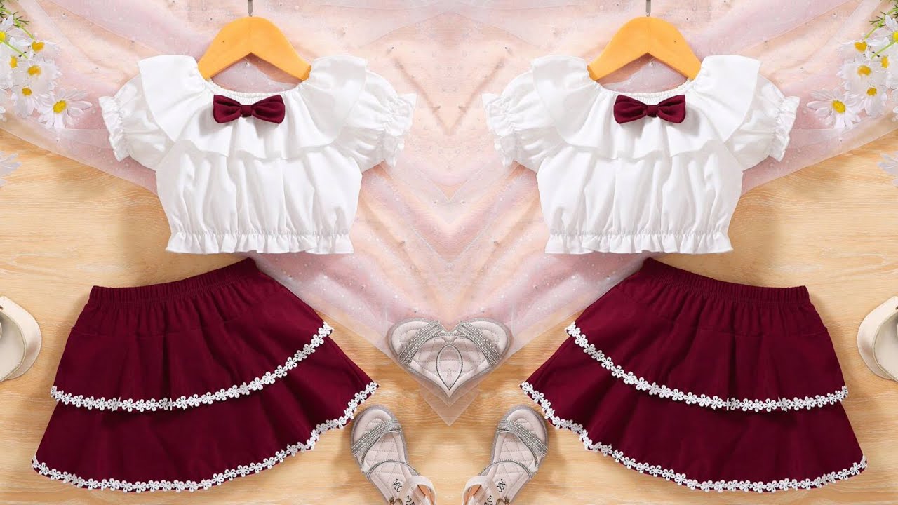 Very Easy Beautiful Ruffle Puff Sleeve Baby Top With Layered Skirt Cutting and Stitching