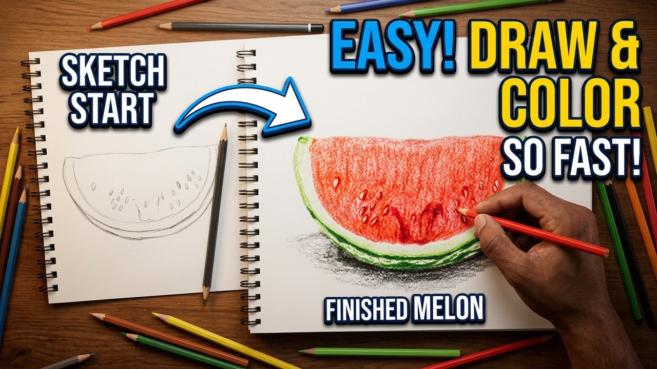 HOW TO DRAW AND COLOR A MELON STEP BY STEP