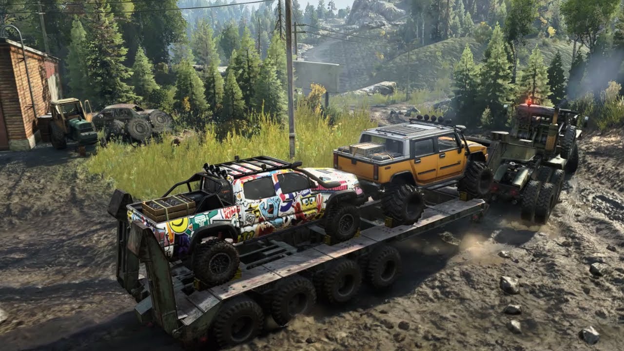 SnowRunner - Transporting Scout Vehicles through muddy roads.