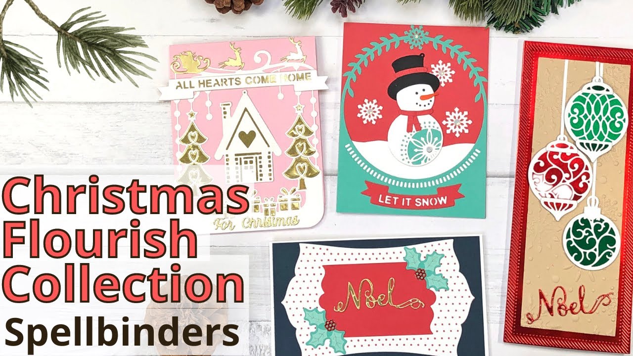 4 Christmas Cards | Spellbinders Christmas Flourish Collection