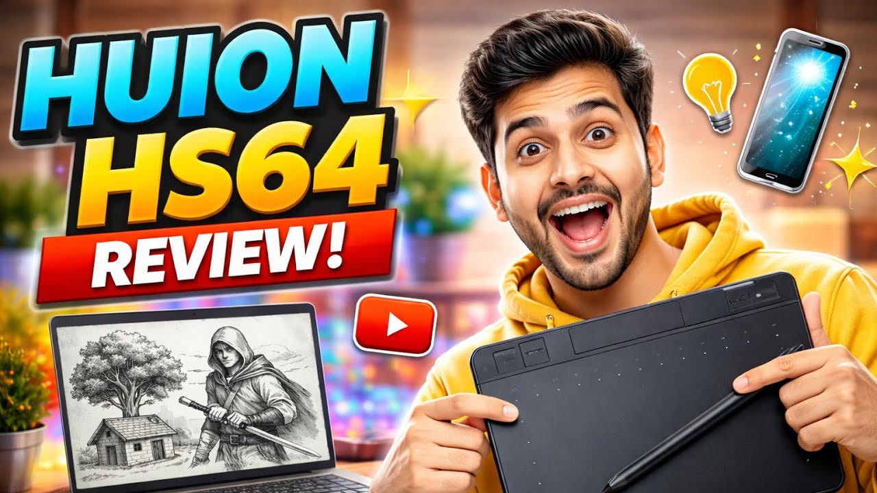 HUION HS64 Graphics Tablet Review (Hindi) | Best Budget Drawing Tablet for Beginners @TechMotiv.04 