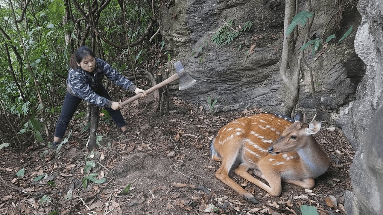 Tracking Wild Deer Footprints and Building a Natural Trap | Alone Survival in the Forest
