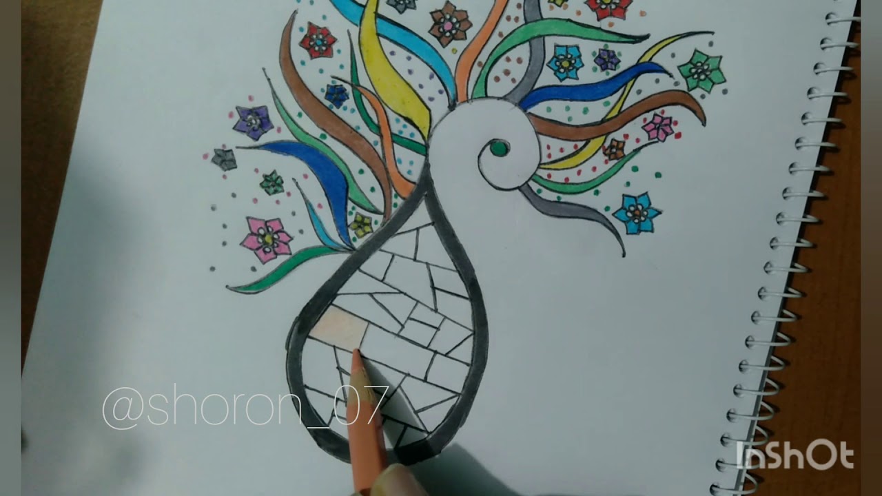 Colouring one of my designs/ Design with small flowers/Colorful mosaic pattern