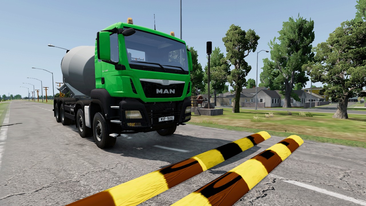 Trucks Cars Vs Massive Speed Bumps – Cars Vs Upside Down Speed Bump - BeamNG Drive