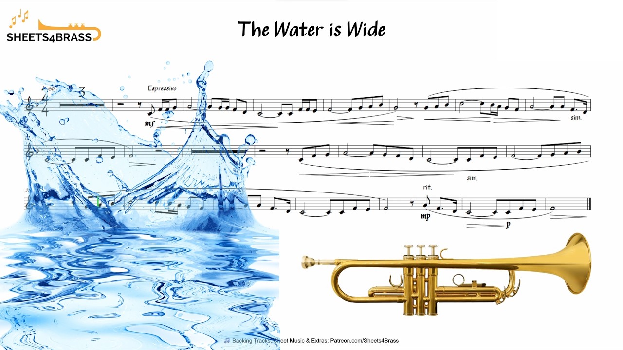 The Water Is Wide | Trumpet Solo with Sheet Music and Play Along - Simplified Version