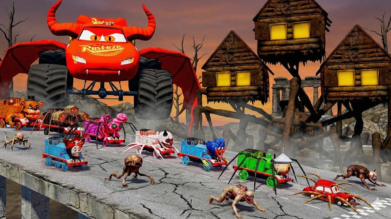 ALL MONSTERS Big & Small Cars vs Downhill Madness with MARIO & 3X HOUSE HEAD &CAR EATER BeamNG.Drive