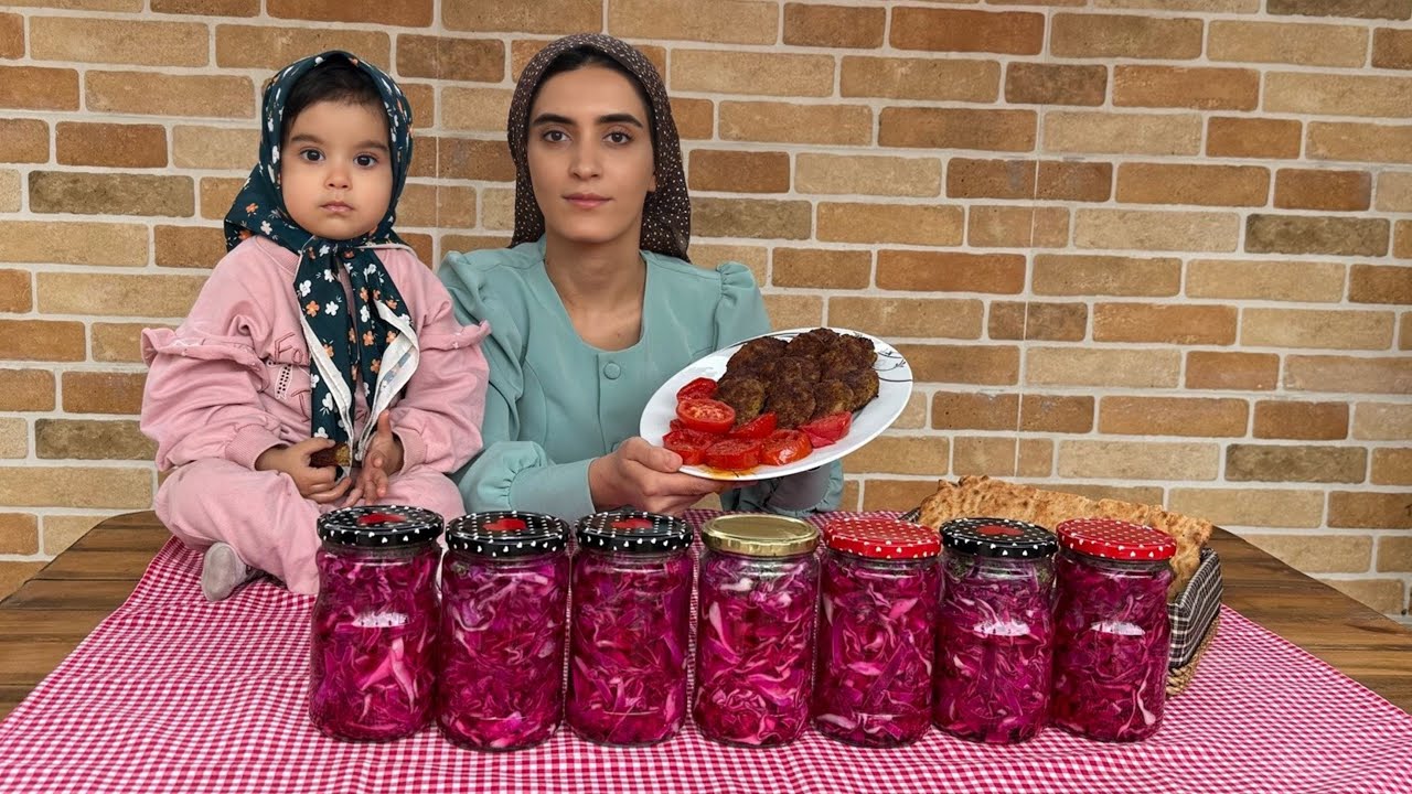 Village Life | Red Cabbage Pickles & Fried Meat Patties (Kotlet)