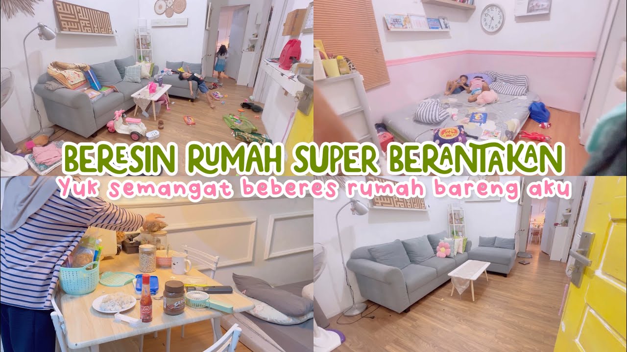 Beberes Rumah Super Berantakan | Kerahkan anak2 buat bantuin emaknya #cleaningmotivation