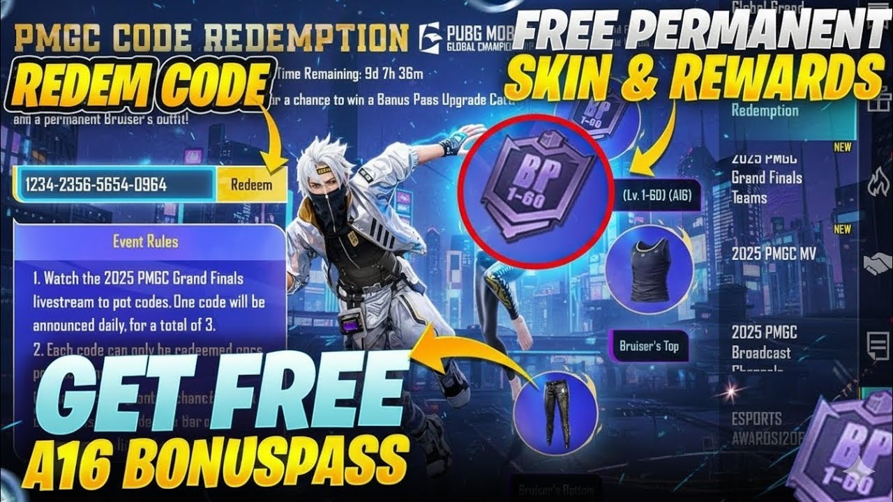😱 A16 Bonus Pass Free Unlock Trick! 100% Working Redeem Codes | PUBGM