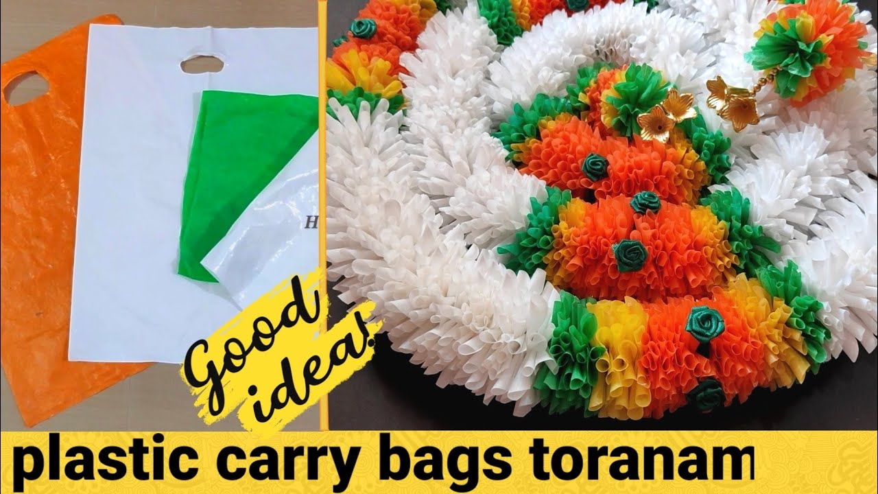 Amazing idea to reuse plastic carry bags for garland/Door toran/best out of waste/decoration garland