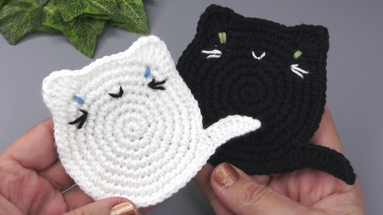 Crochet Cat Coaster | Super Easy