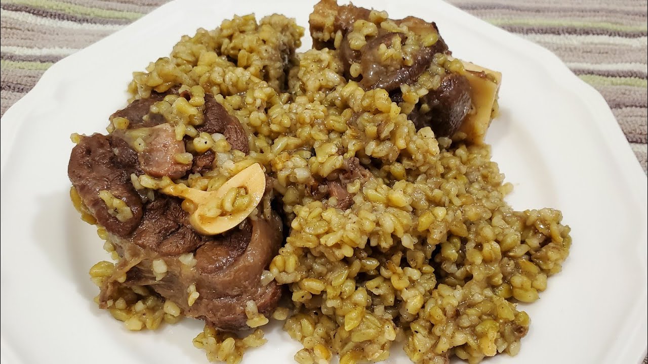 طريقة تحضير الفريك (الفريكة) بلحمة موزات الغنم Best Freek (Freekeh) with lamb shanks  recipe