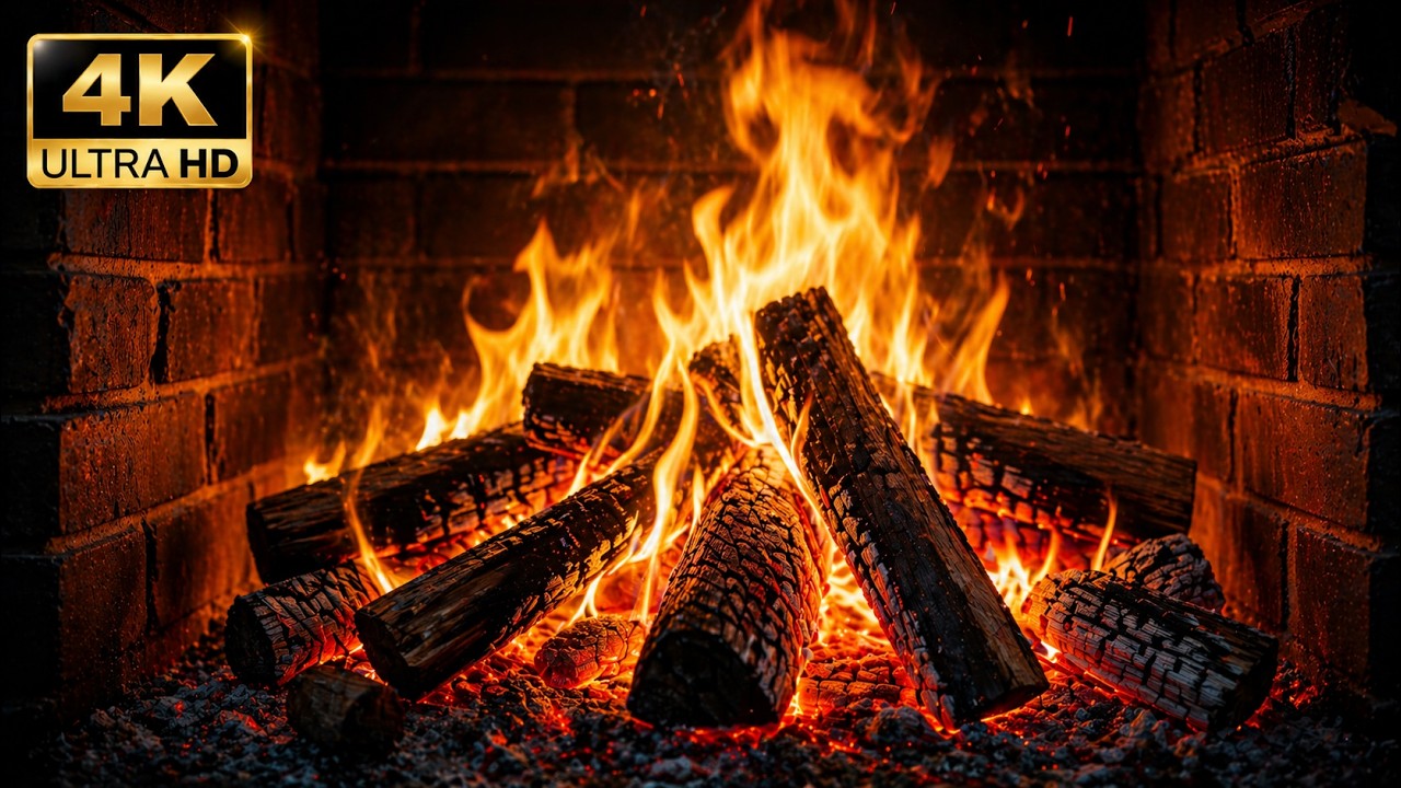 Cozy Fireplace in 4K Ultra HD 🔥 Relaxing Crackling Fire Sounds for Deep Sleep & Focus