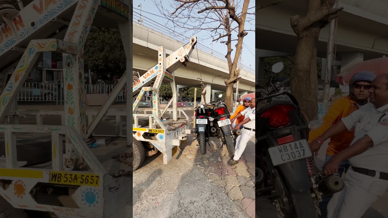 Kolkata Traffic Police Seizes Bike, Lifts It by Crane!
