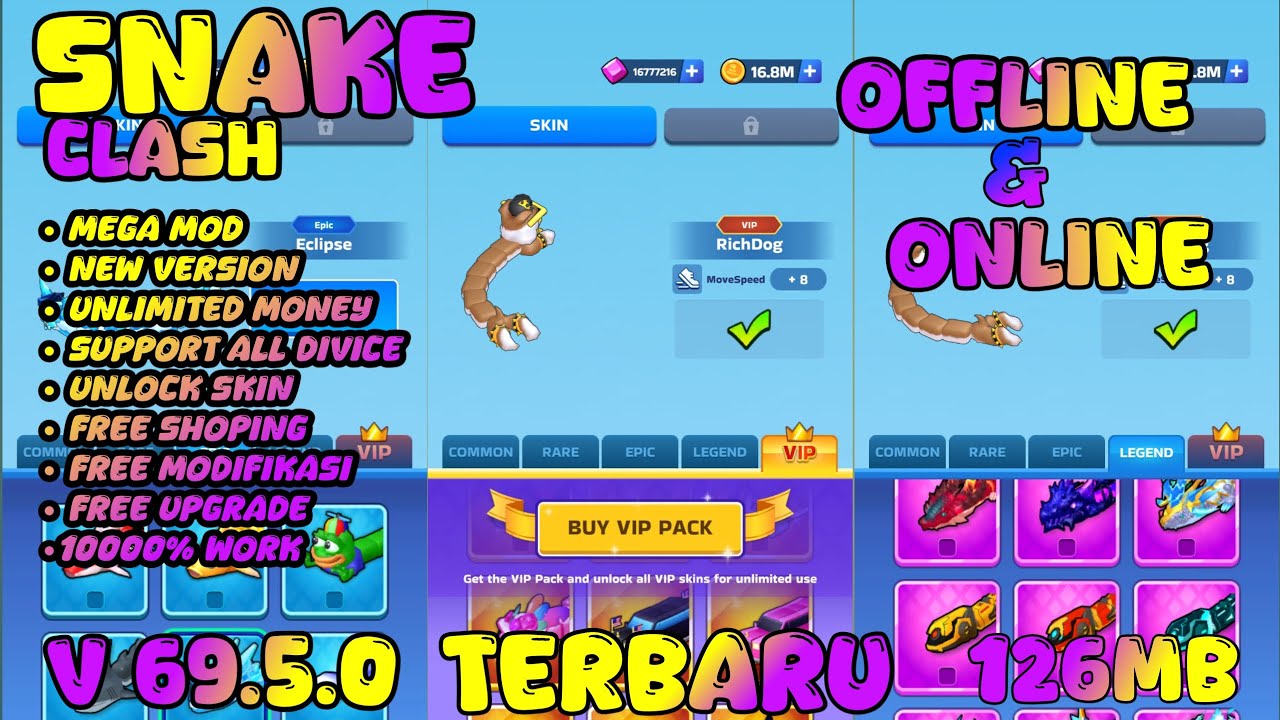 Download snake clash mod apk terbaru 2025