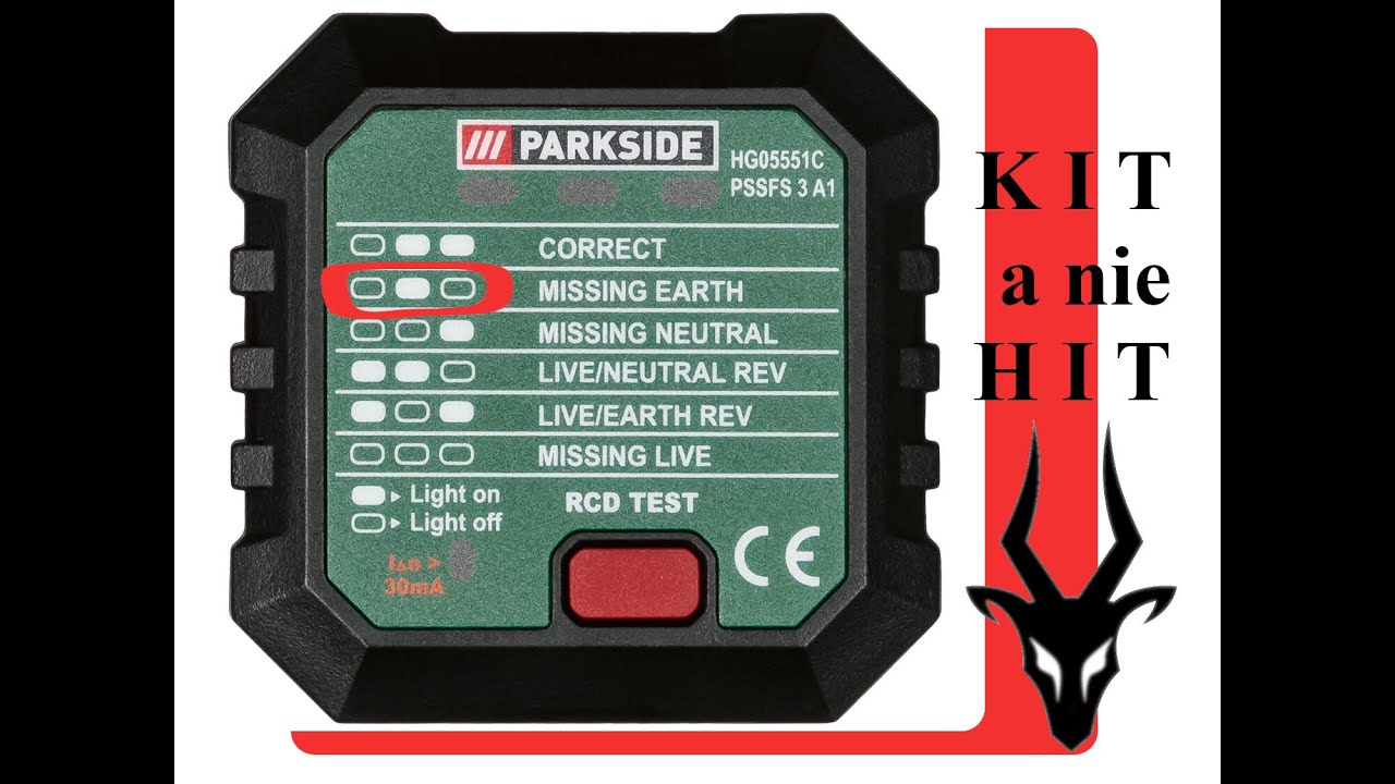 Tester gniazd elektrycznych 230 V PARKSIDE HG05551C PSSF 3A1UWAŻAJ !!!