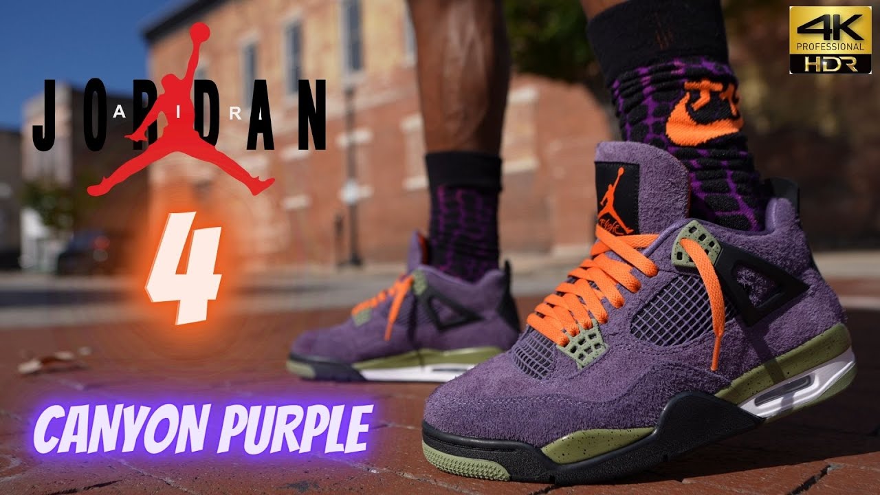 JORDAN 4 CANYON PURPLE DETAILED REVIEW & ON FEET W/ LACE SWAPS!!