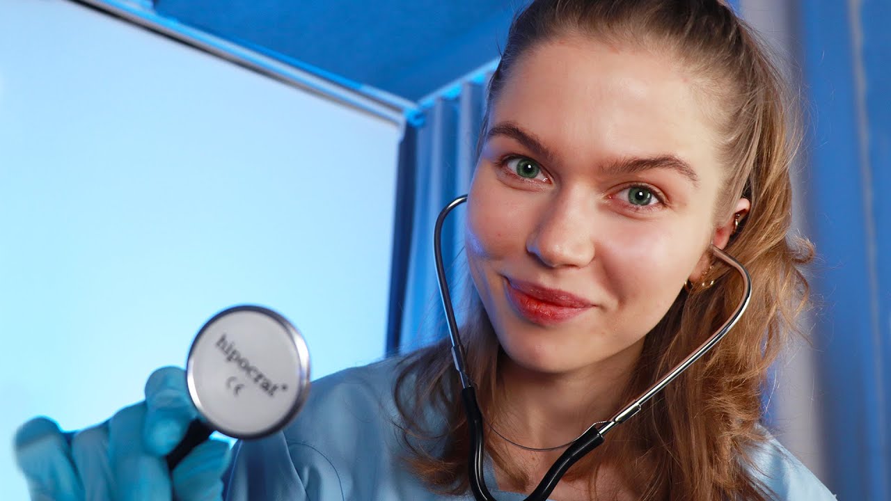 ASMR Night Nurse Liza Checks On You.  Face Exam for Sinus. RP, Personal Attention