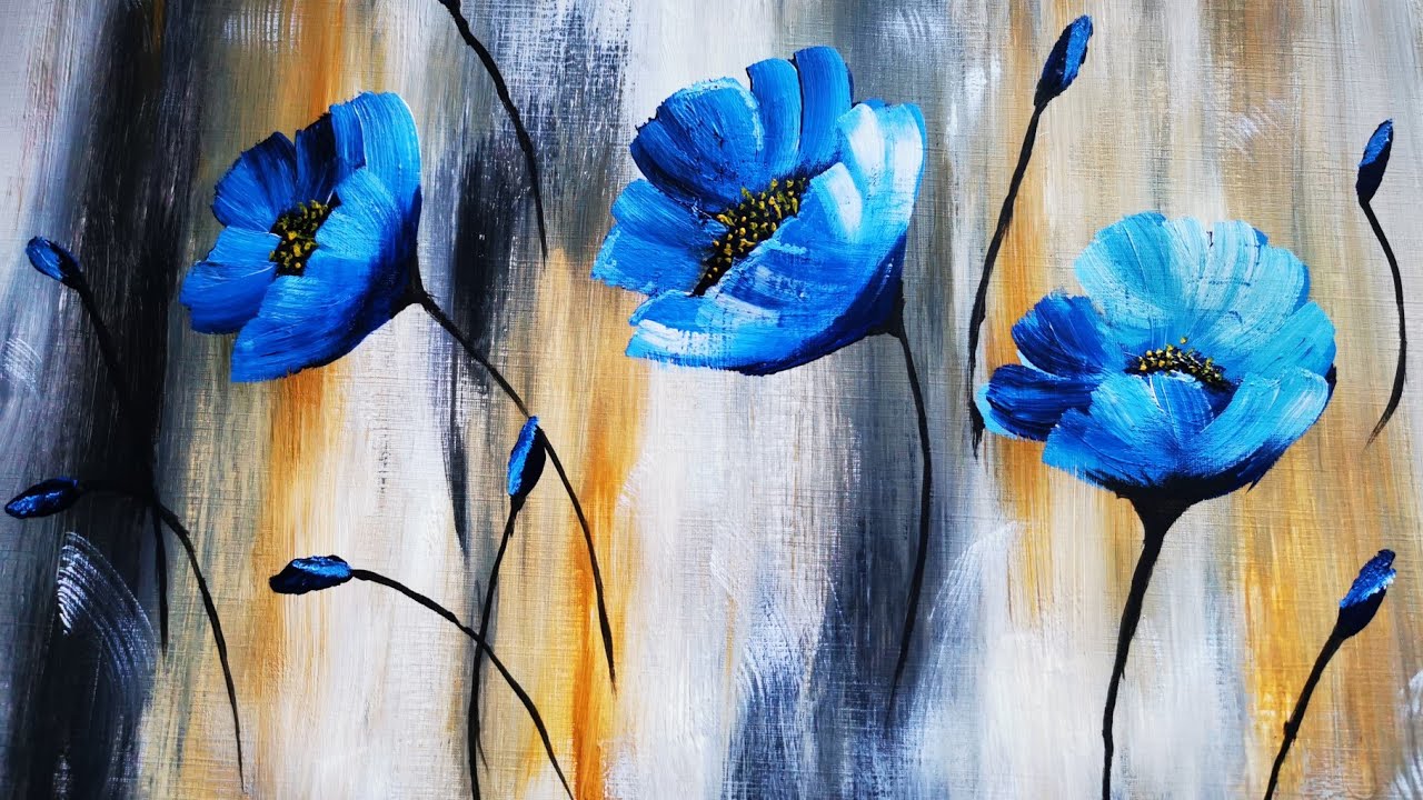 Acrylic painting for Beginners |Flower Painting on canvas | Acrylic painting technique