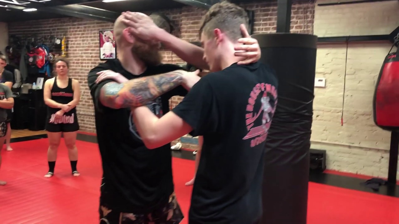 Cross Face Clinch Fighting Escape from the Double Collar Tie Position (Plum)