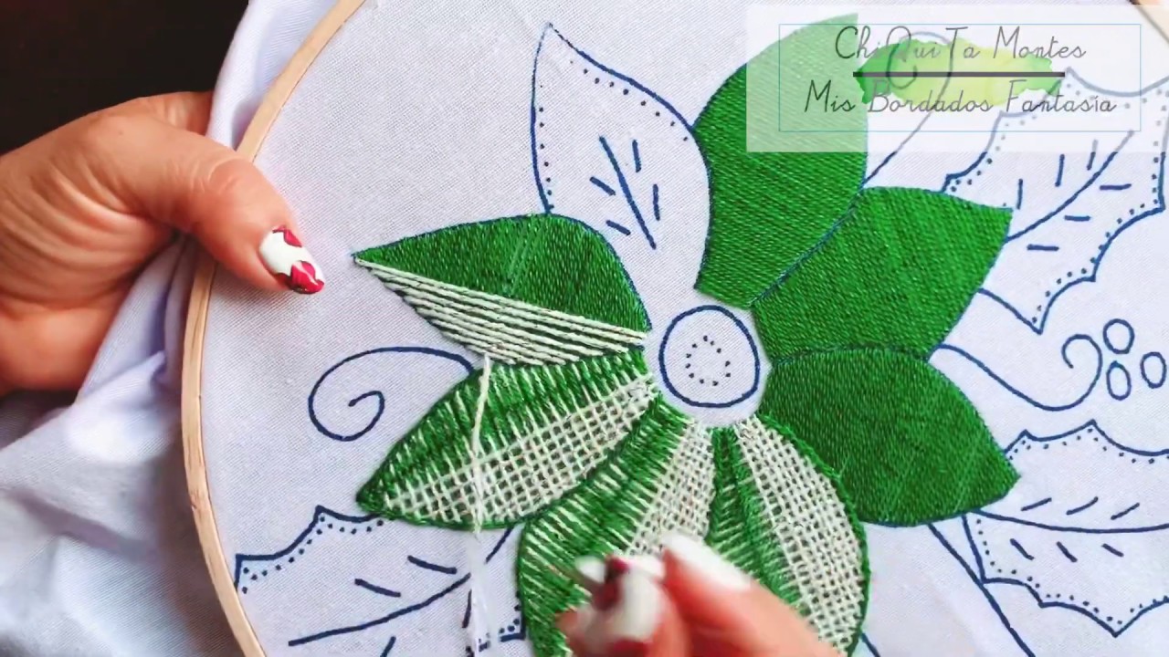 Bordado Fantasía Nochebuena 6 / Hand Embroidery Poinsettia/ Fantasy Stitch