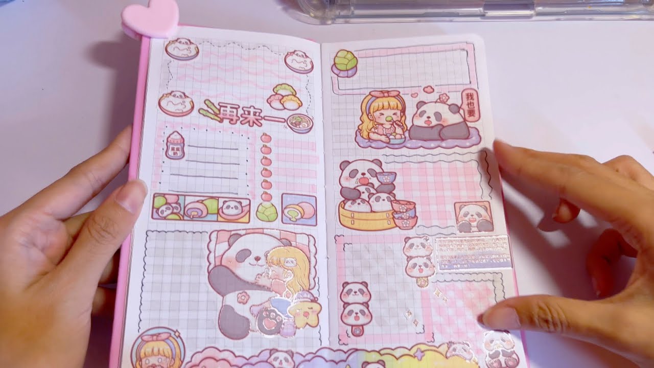 Panda Journal With Me | Telado Sticker | Grey and Pink