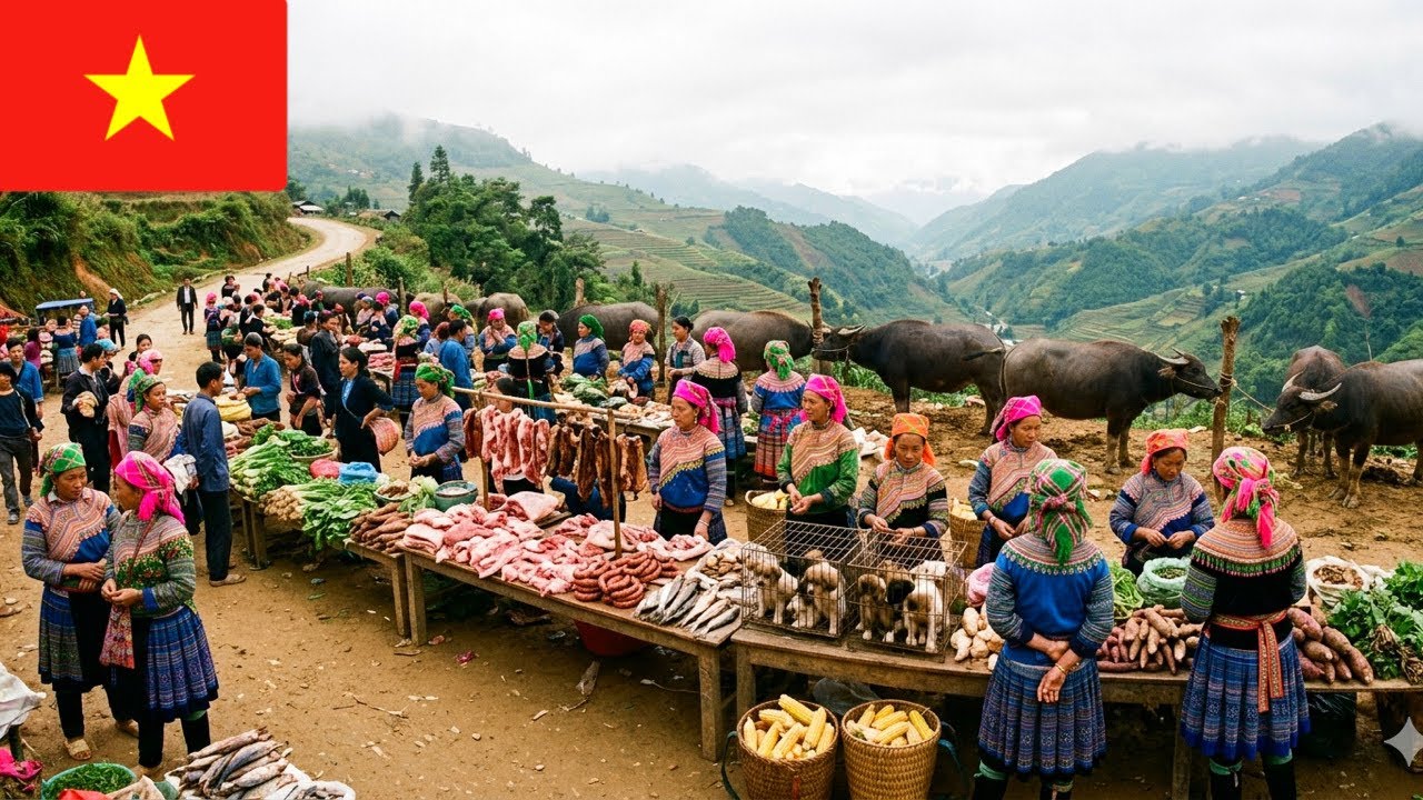 Vietnam Market Life | Authentic Morning at Coc Ly Market in Lao Cai