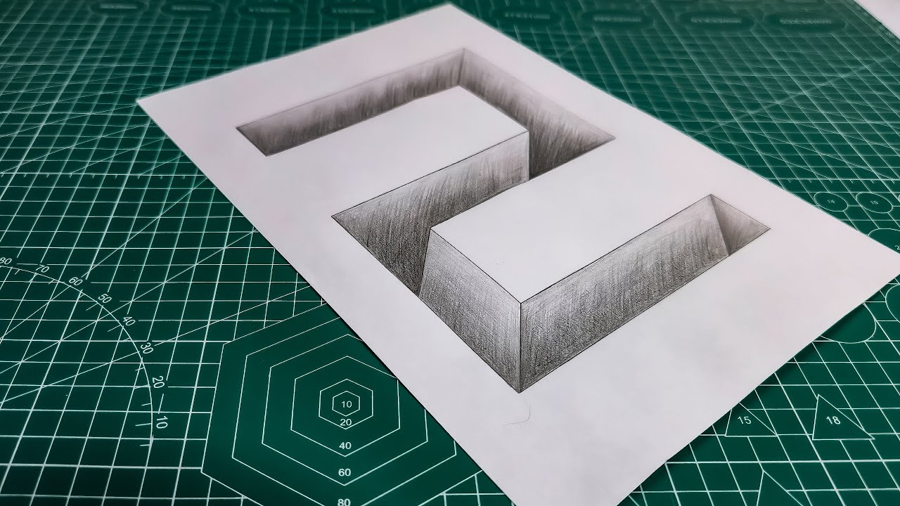 Insane 3D Number '2' Deep Hole Optical Illusion on Paper