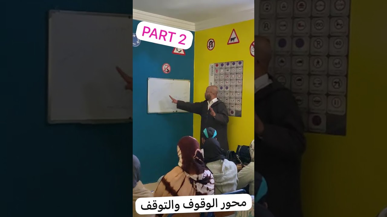 شرح وتوضيح لمحور الوقوف والتوقف لحصة المحاور المتناولة في دروس تعليم السياقة 