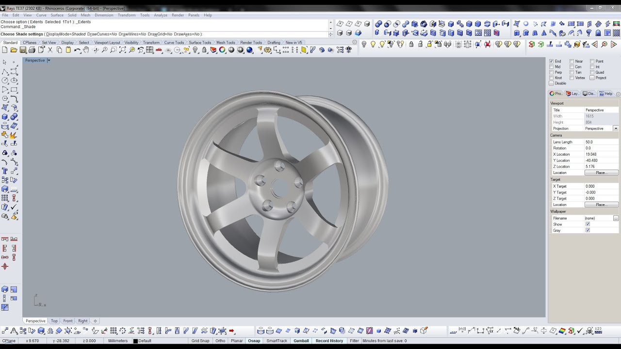 TE37 wheels 3D Design. Rhino 3D.
