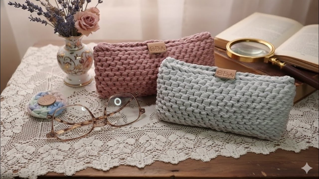 Bolsa porta óculos de crochê! (case e bolsa para óculos)