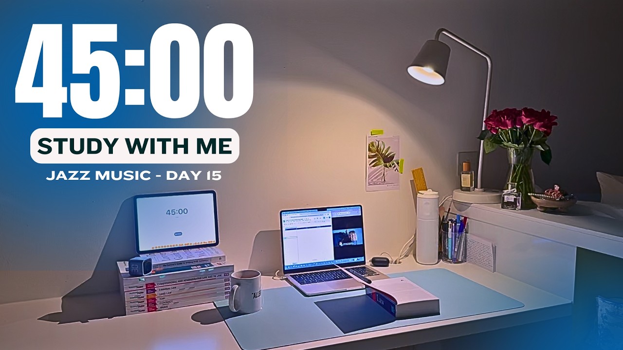 Studying Every Day for 31 Days – Day 16 ⚖️📚 | 45 Min Timer | Piano | Law Student Session #0019