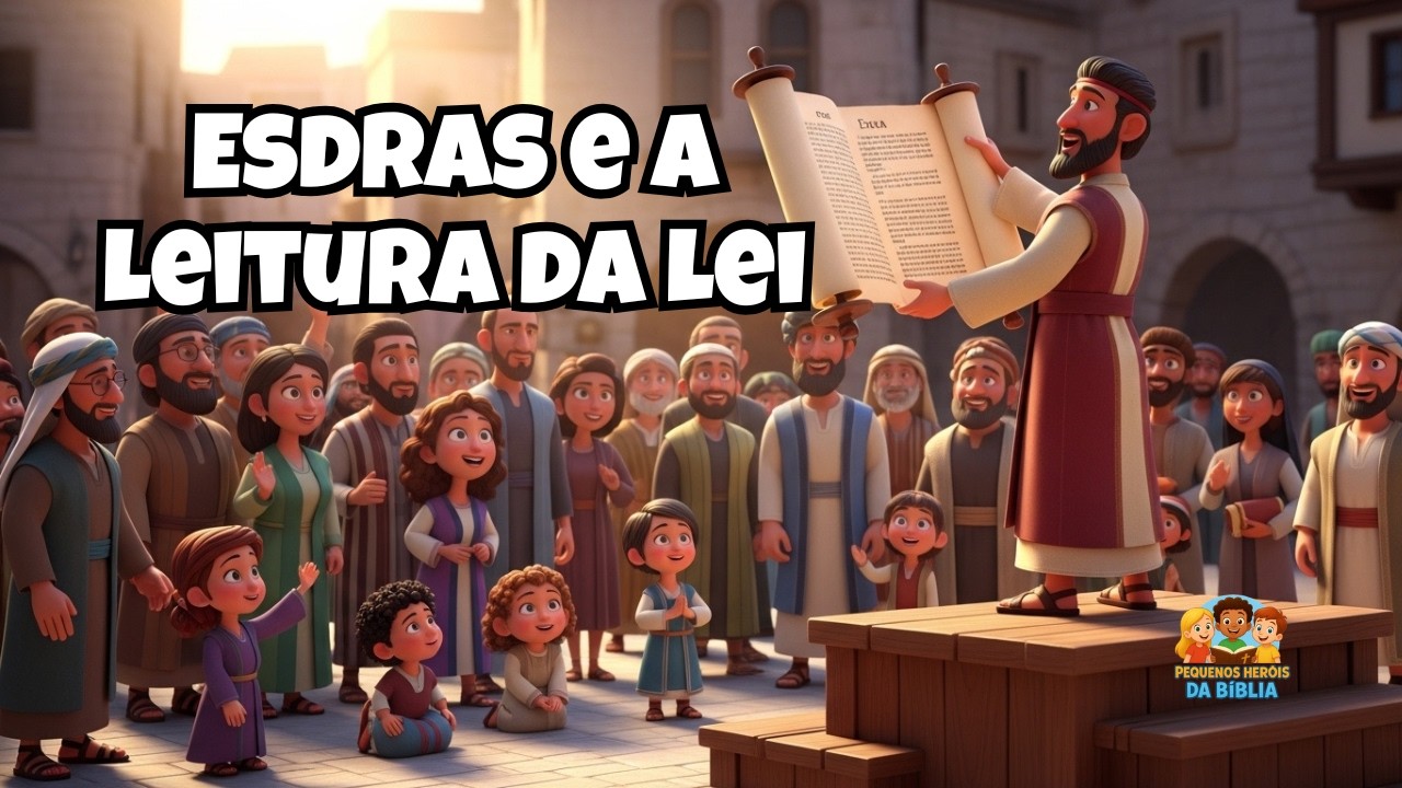 Esdras e a Leitura da Lei 📖✨ | História Bíblica Infantil – Pequenos Heróis da Bíblia