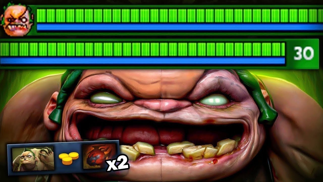 x2 Heart Pudge Super Tank 52Kills 1000GPM + 1600XPM Brutal Farm Hero Dota 2