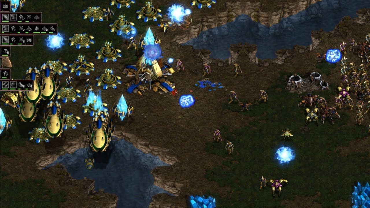 StarCraft Remastered 1v7 Protoss vs 2 Zerg/5 Protoss (vs 7 computers) Big Game Hunters
