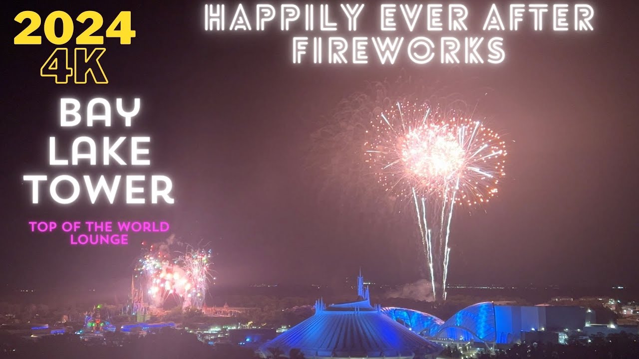 4K Happily Ever After-Magic Kingdom Fireworks-Bay Lake Tower Top of the World Lounge-WDW 4/16/24