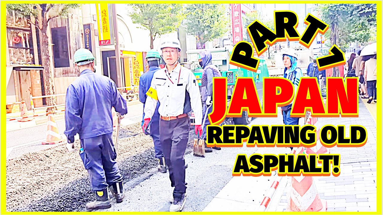 JAPAN - TOKYO - STEP BY STEP HIGH TECH ASPHALT REPAVING PART 1. @MasterWorkers
