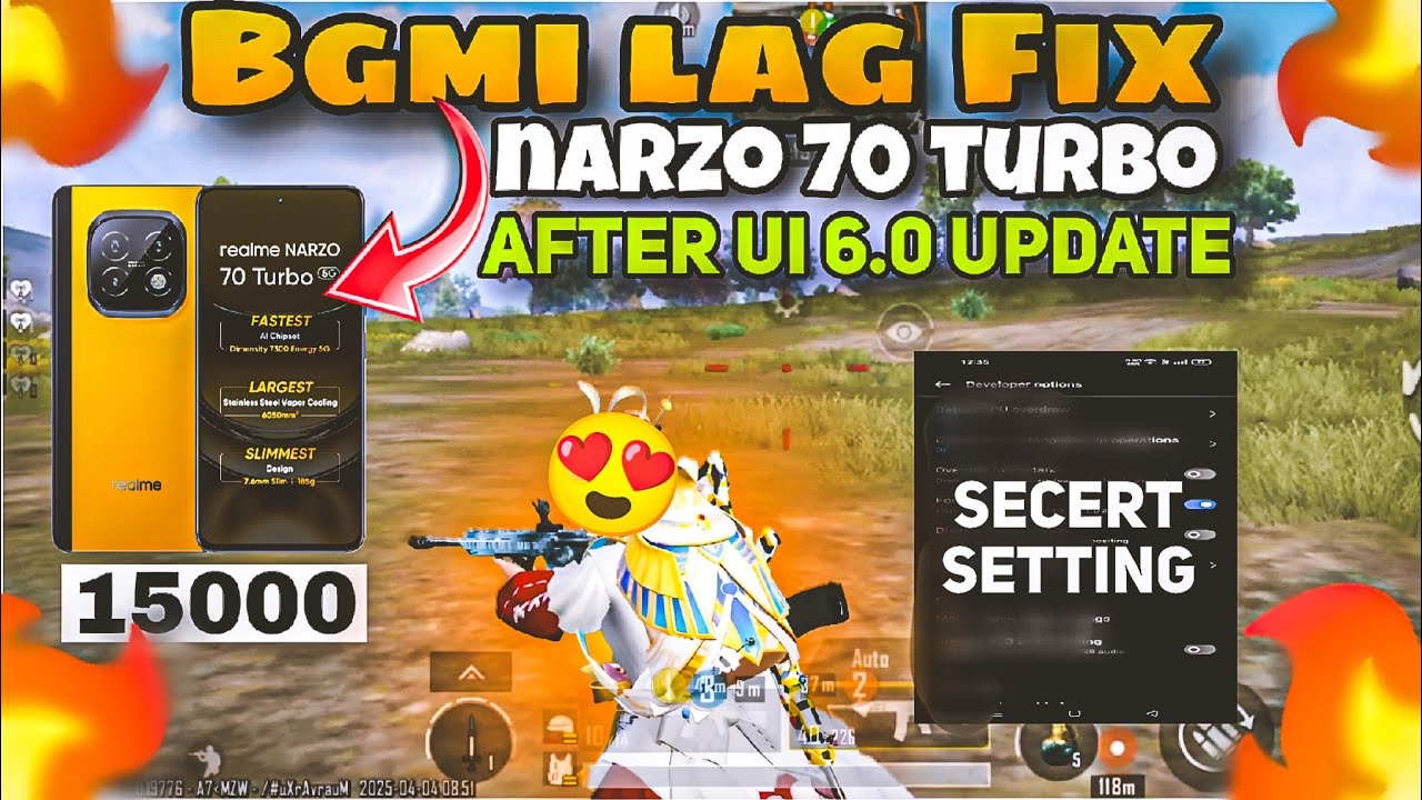 BGMI Lag Fix In Realme Narzo 70 turbo🔥 | After UI 6.0 Update | Zero Lag Gameplay 😍.