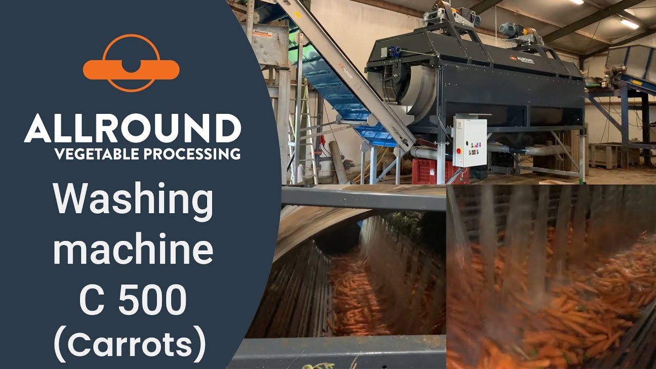 Washing machine C 500-160 with Carrots (Test run) | Mild Steel | Allround Vegetable Processing