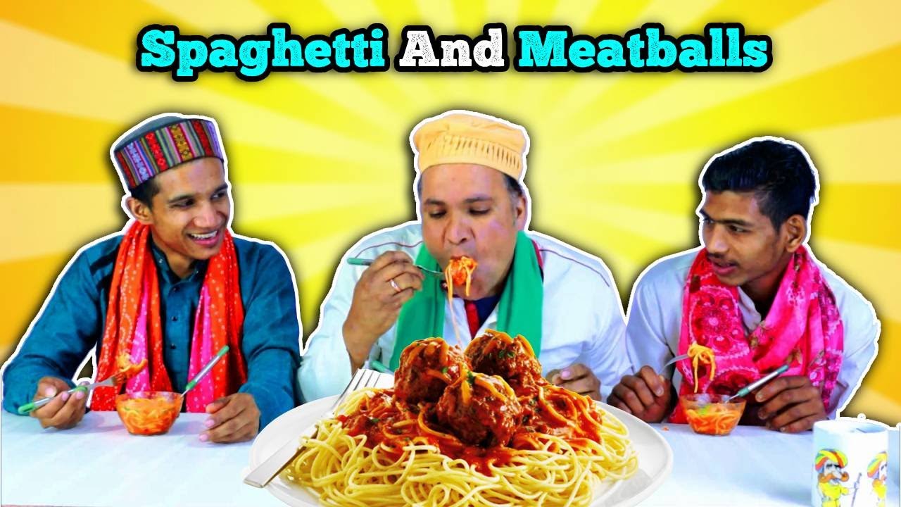 Villagers Try Spaghetti and meatballs For First Time ! Tribal People Try Spaghetti and meatballs