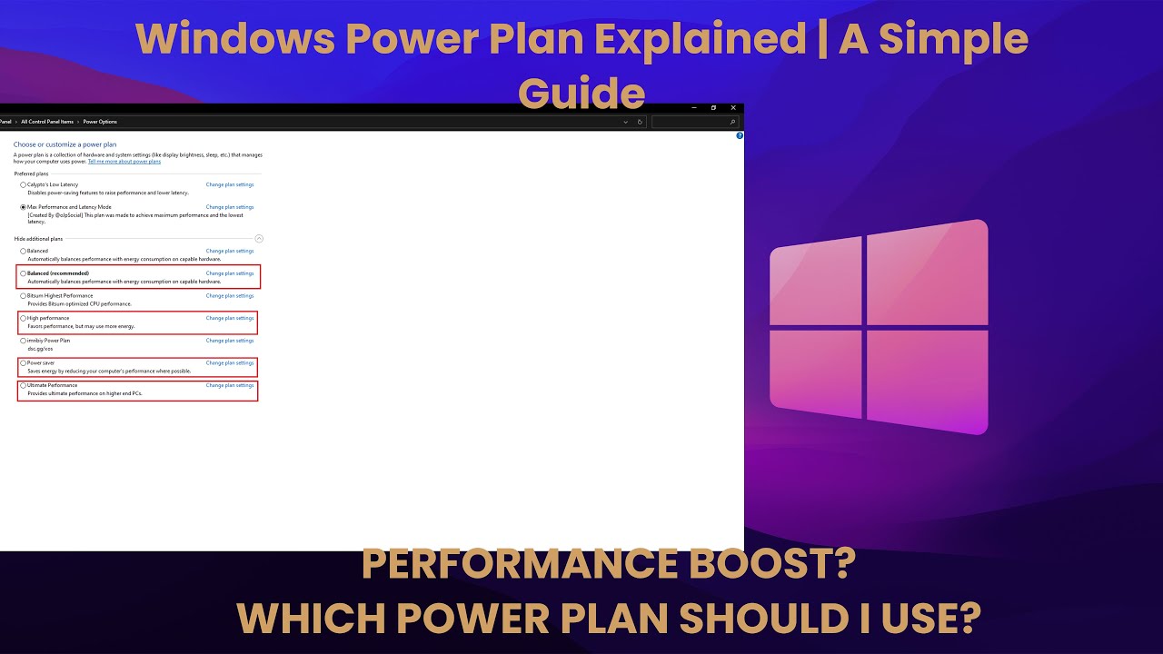 Windows Power Plan | A Simple and Quick In Depth Guide | Performance Boost?
