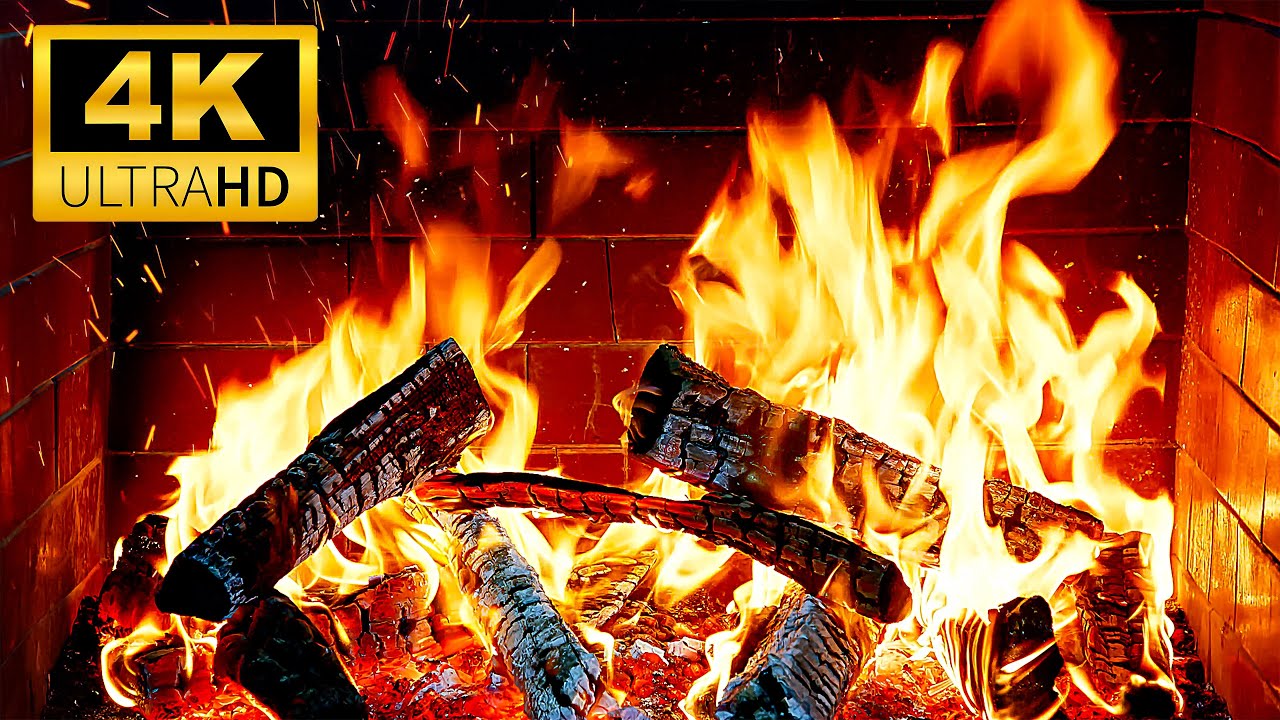 🔥 Gentle 4K Fireplace with Crackling Fire Sounds | Relaxing Logs & Soft Flames | Fireplace Ambience