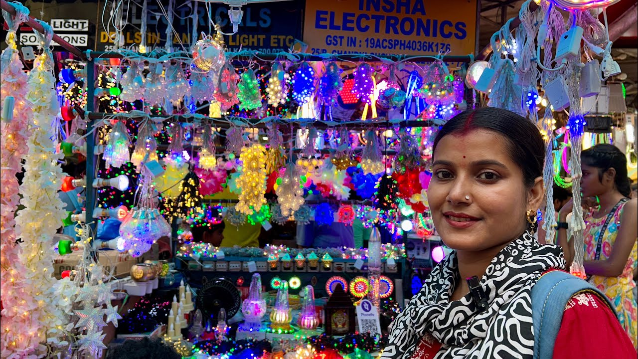 মাত্র ১০ টাকা থেকে লাইট শুরু 😲 | Chandni Light Market | Cheapest Diwali Light Market In Kolkata😍
