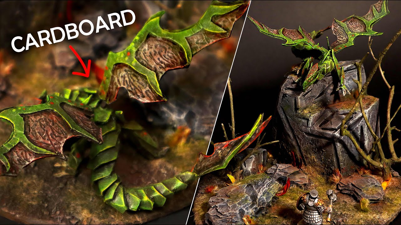 Forest Dragon Diorama: How to make a DRAGON from Cardstock