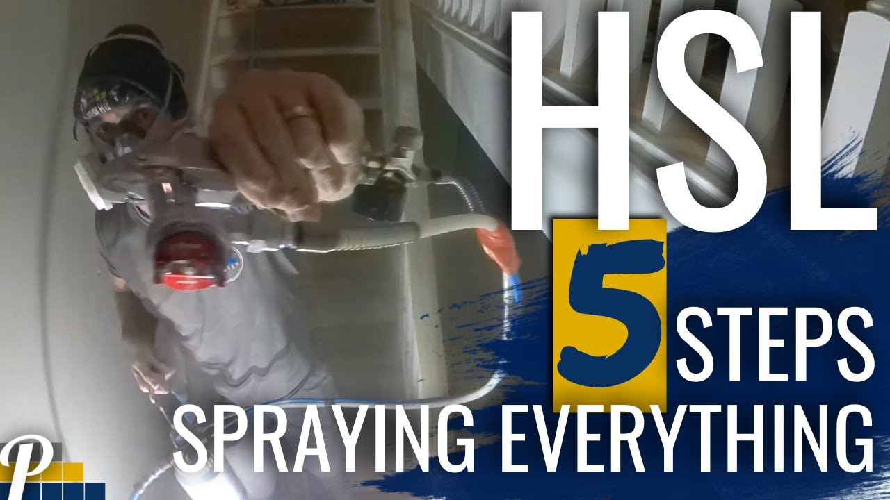 HVLP Spraying a Staircase and Airless Spraying Interior Walls