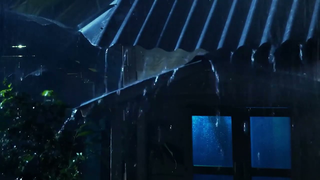 3 Hours Rain on a Tin Roof | Natural Night Rain Ambience