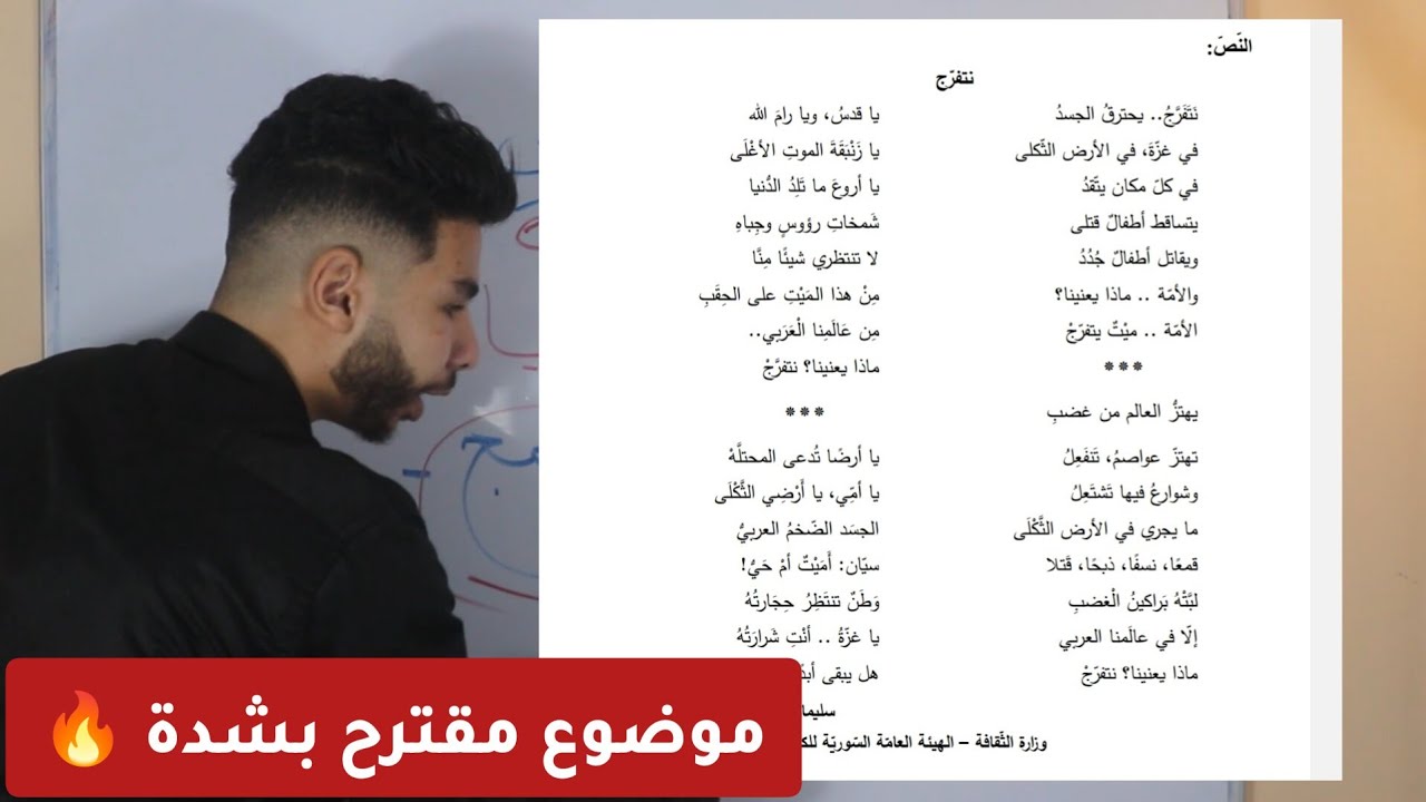 نموذج موضوع مقترح في الشعر السياسي بنسبة 99 % للفصل الثاني و البكالوريا | كل الشعب